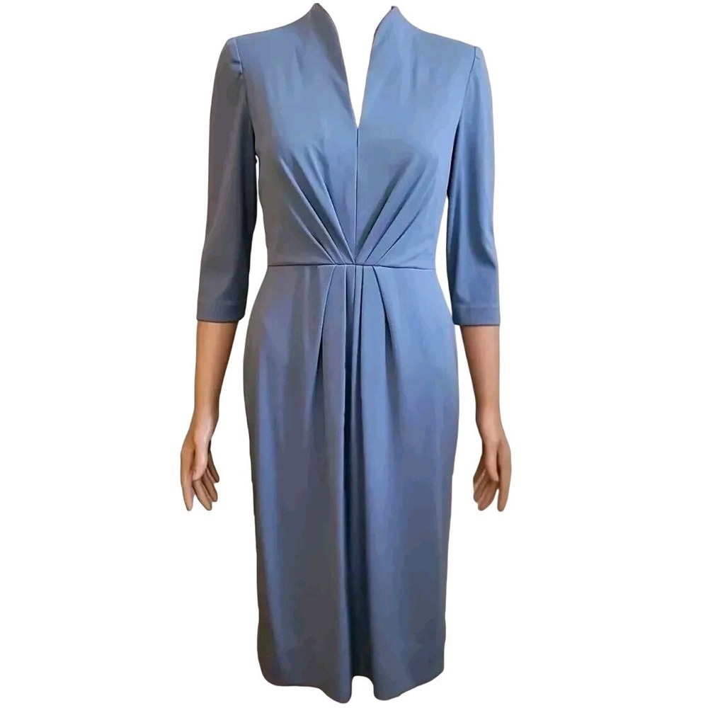 Vintage 60s Blue Pencil Dress Womens S First Lady Church Office Cocktail Middi V - Picture 13 of 16